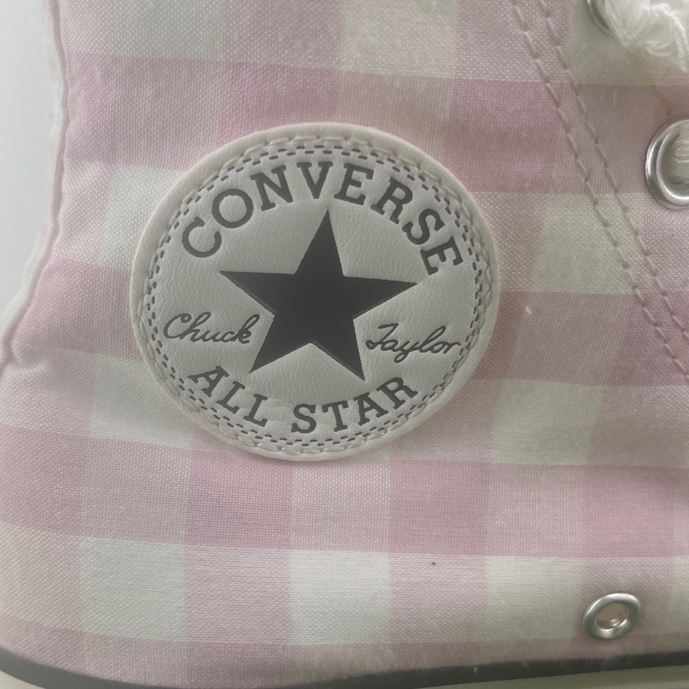 Converse Chuck Taylor All Star Platform Pink Gingham Lace Up High Top Sneakers - Picture 7 of 12